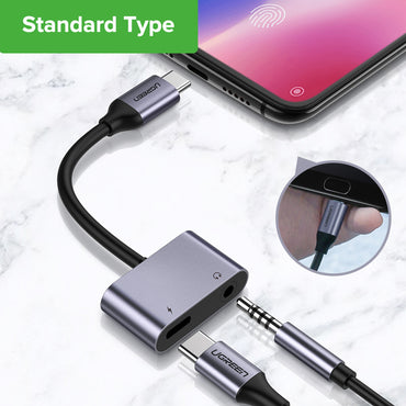 Ugreen USB C to Jack 3.5 Type C Cable Adapter For Huawei P30 Mate 30 Pro Xiaomi Mi 8 9 USB Type C 3.5mm AUX Earphone Converter