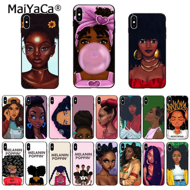 MaiYaCa  New Personalized MELANIN POPPIN Black Girl Phone Case for iPhone 11 Pro XS Max XR 8 7 6 6S Plus X 5S SE