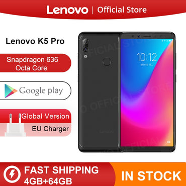 Version mondiale originale Lenovo K5 Pro 4 go de RAM 64 go Snapdragon 636 Octa Core quatre caméras 5.99 pouces 4G LTE Smartphone