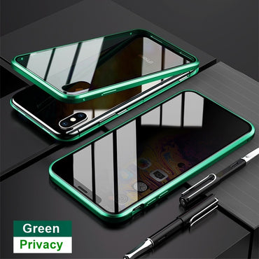 Tongdaytech Magnetic Tempered Glass Privacy Metal Phone Case Coque 360 Magnet Antispy Cover For Iphone XR XS X 11 Pro MAX 8 7 6