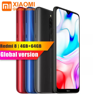 Original nova versão global xiaomi redmi 8 4 gb ram 64 gb rom 6.21 snaptelefone móvel snapdragon 439 octa núcleo 12mp câmera dupla 5000 mah
