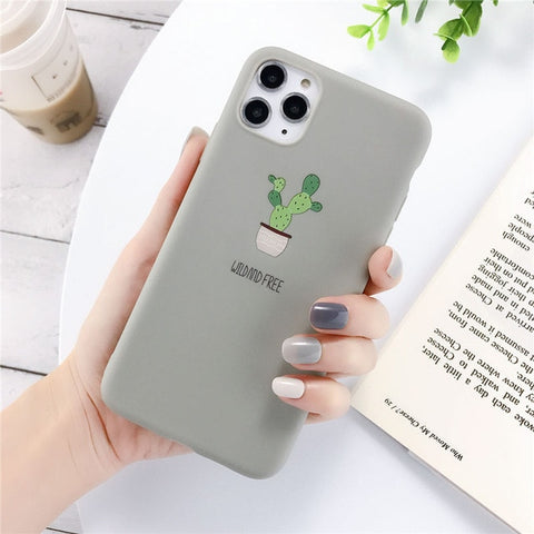 Lovebay Silicone Phone Cases For iPhone 7 XR 11 Pro Avocado Waves Cactus For iPhone 5SE 6 6s 8 Plus X XS Max Soft TPU Back Cover