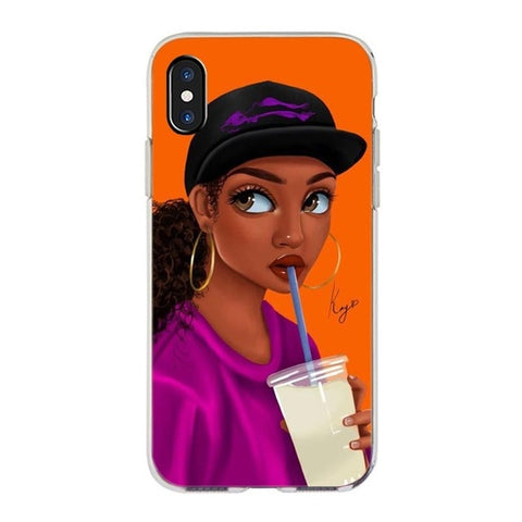 MaiYaCa  New Personalized MELANIN POPPIN Black Girl Phone Case for iPhone 11 Pro XS Max XR 8 7 6 6S Plus X 5S SE