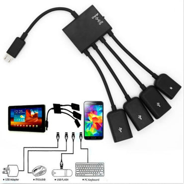 Micro Usb Hub Cable Adapter 4 Port Splitter with Power Charging for Samsung Xiaomi Huawei Moblie Phone Micro Usb OTG Adapter